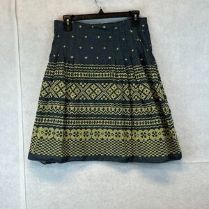 NWT M.S.S.P. Skirt Size 4 Blue Yellow Arianna Boho Cross Stitch Embroidered